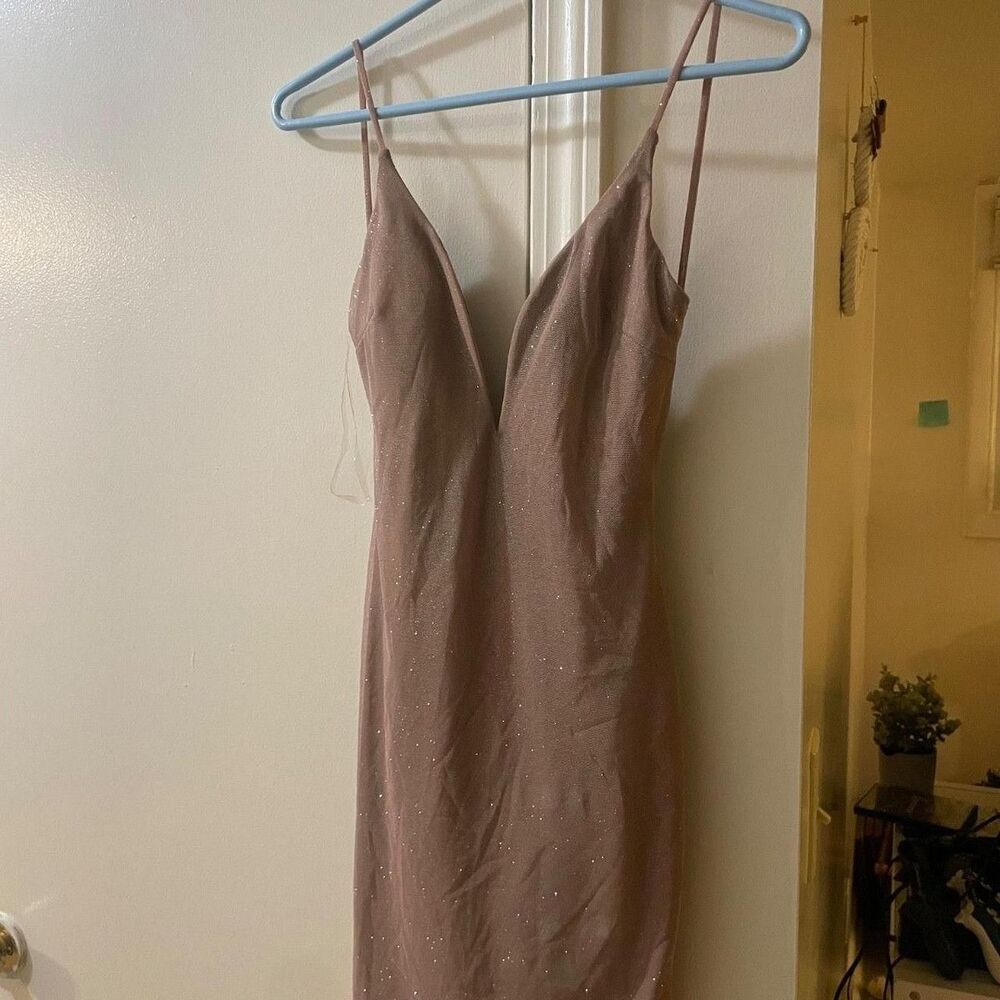 Windsor Tan Brown Sparkling Glitter Going Out Formal Date Party Dress